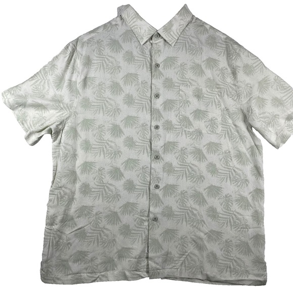Nat Nast Other - Nat Nast Luxury Men Tropical Leaf Print Silk Cotton Short Sleeve button up shirt